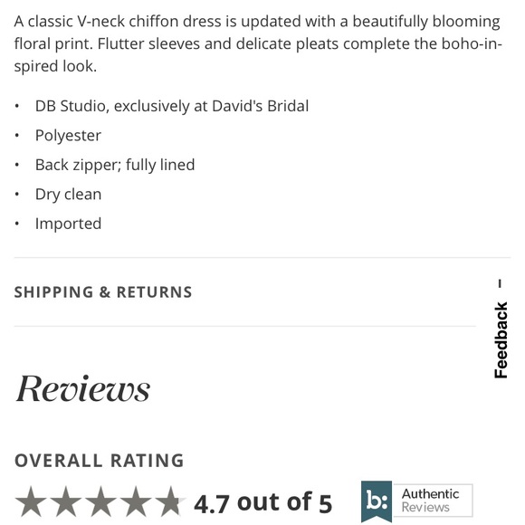 David’s Bridal DB Studio Flutter Sleeve Dress - Picture 9 of 9